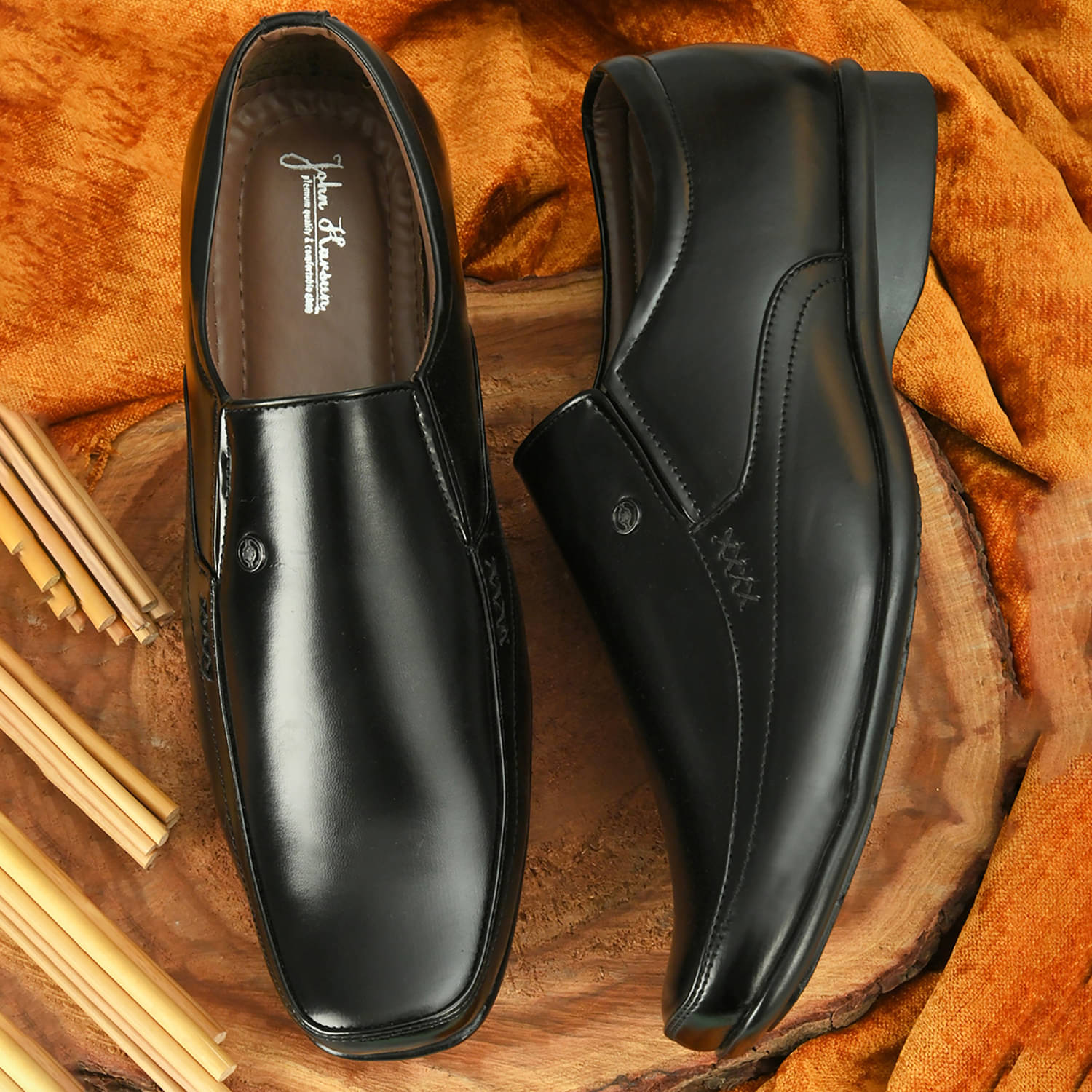     			John Karsun Black Men's Slip On Formal Shoes