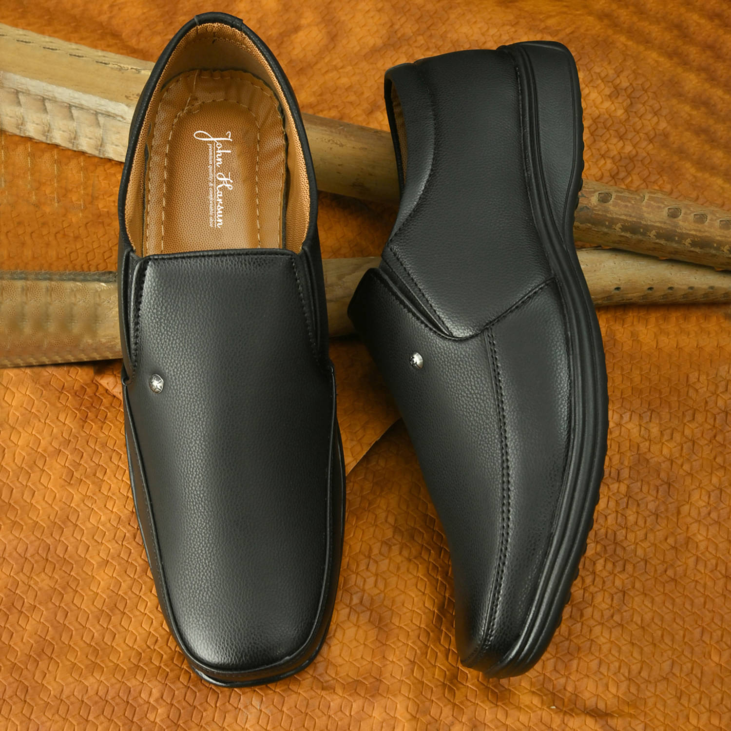     			John Karsun Black Men's Slip On Formal Shoes