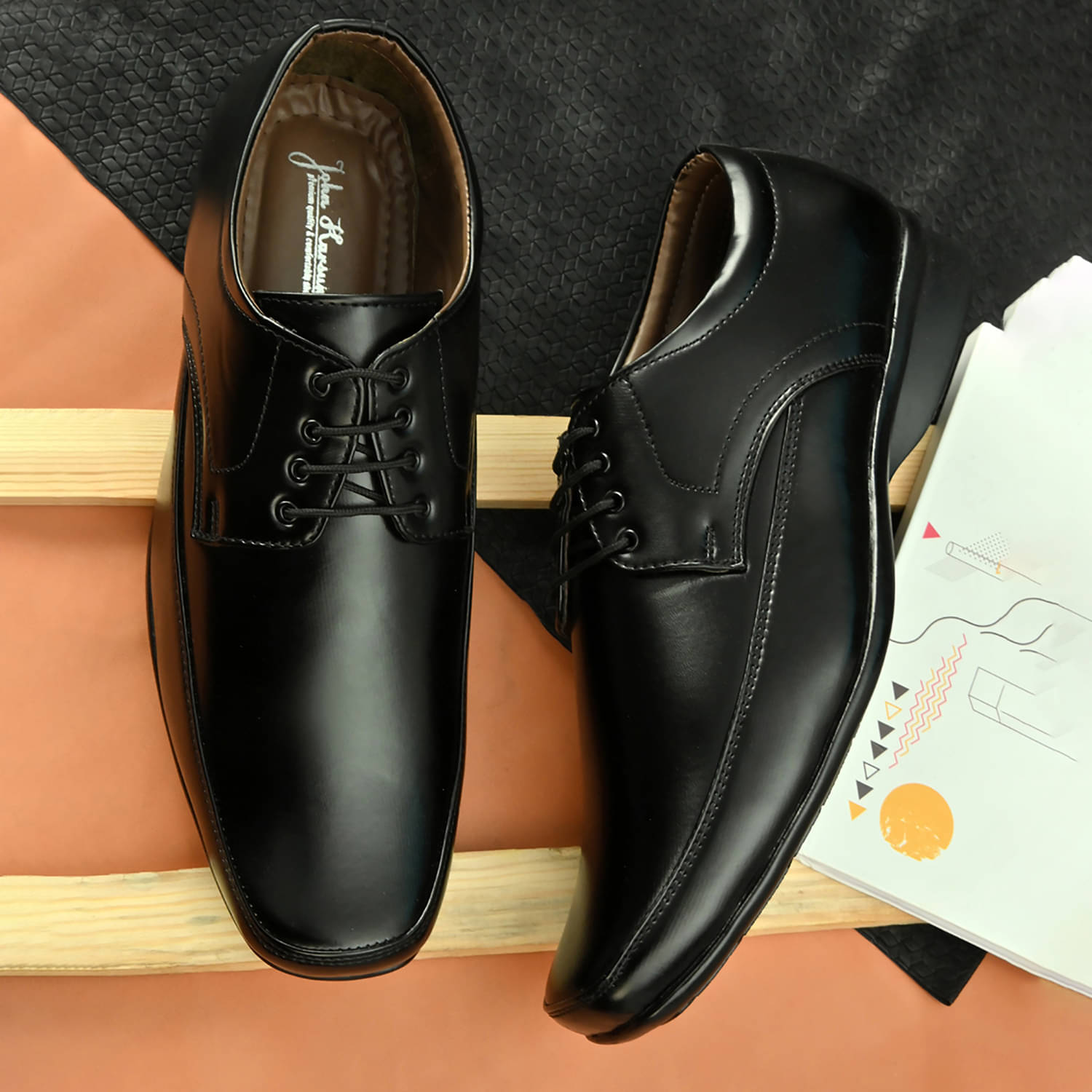     			John Karsun Black Men's Derby Formal Shoes