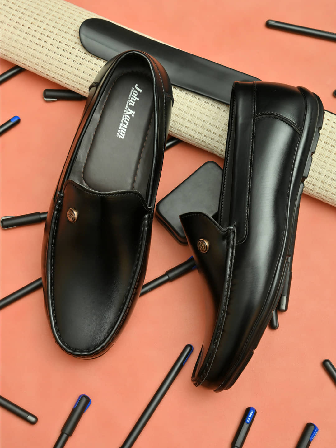 John Karsun Black Men's Slip On Formal Shoes - Formal Shoes | Buy online on ZillyBuy
