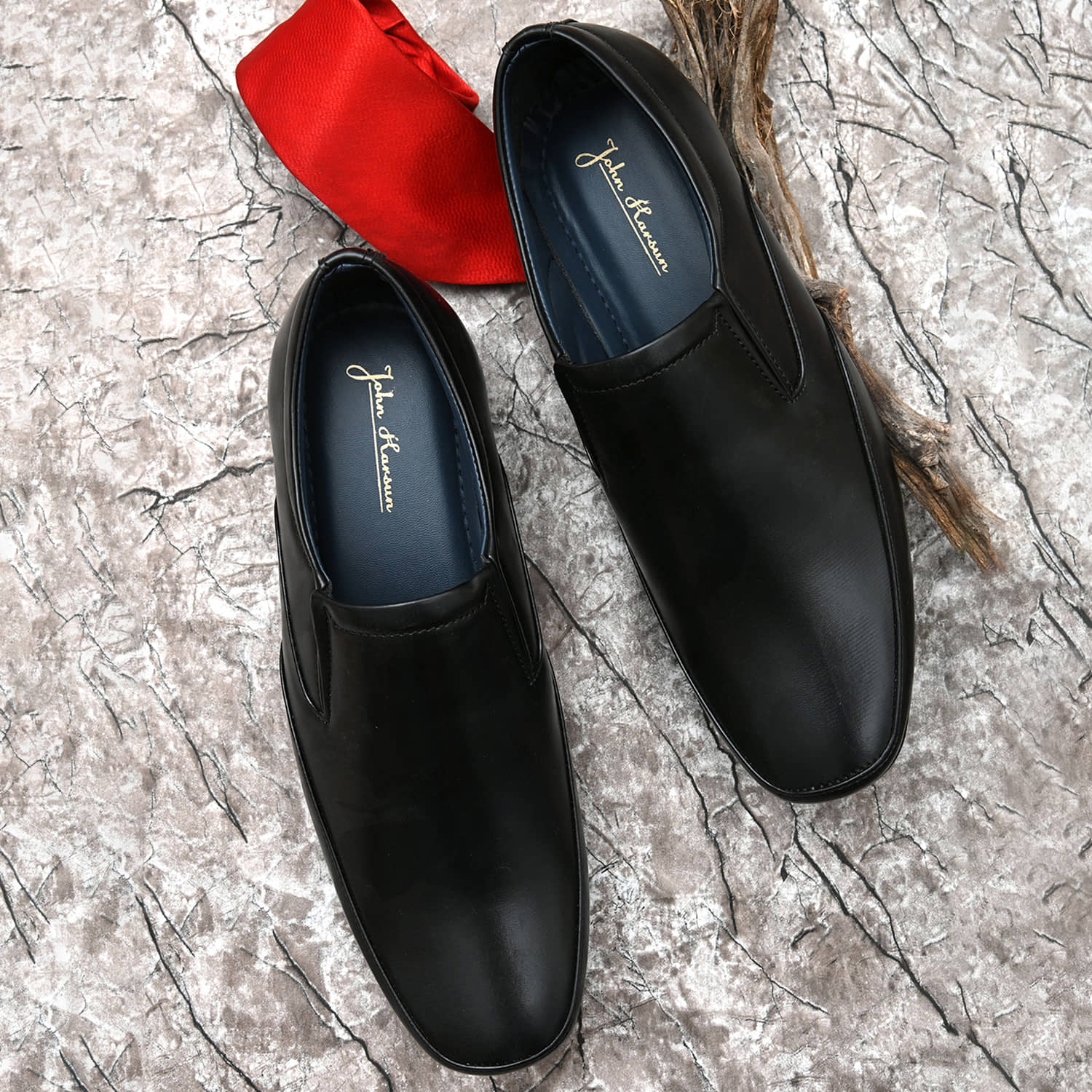 John Karsun Black Men's Slip On Formal Shoes - Formal Shoes | Buy online on ZillyBuy