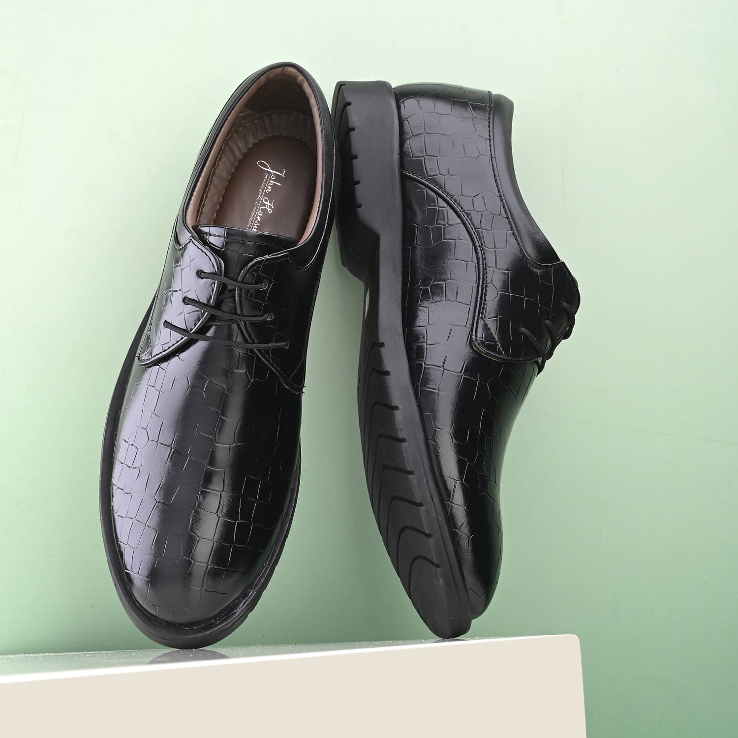     			John Karsun Black Men's Derby Formal Shoes