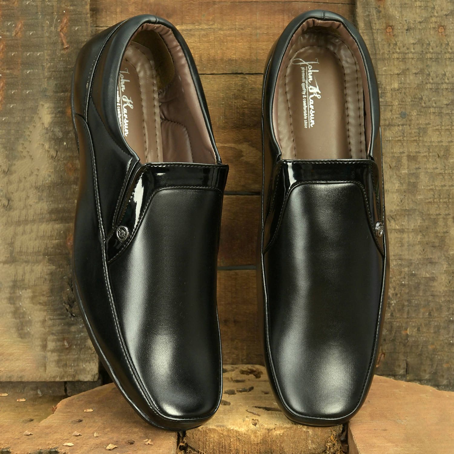     			John Karsun Black Men's Slip On Formal Shoes