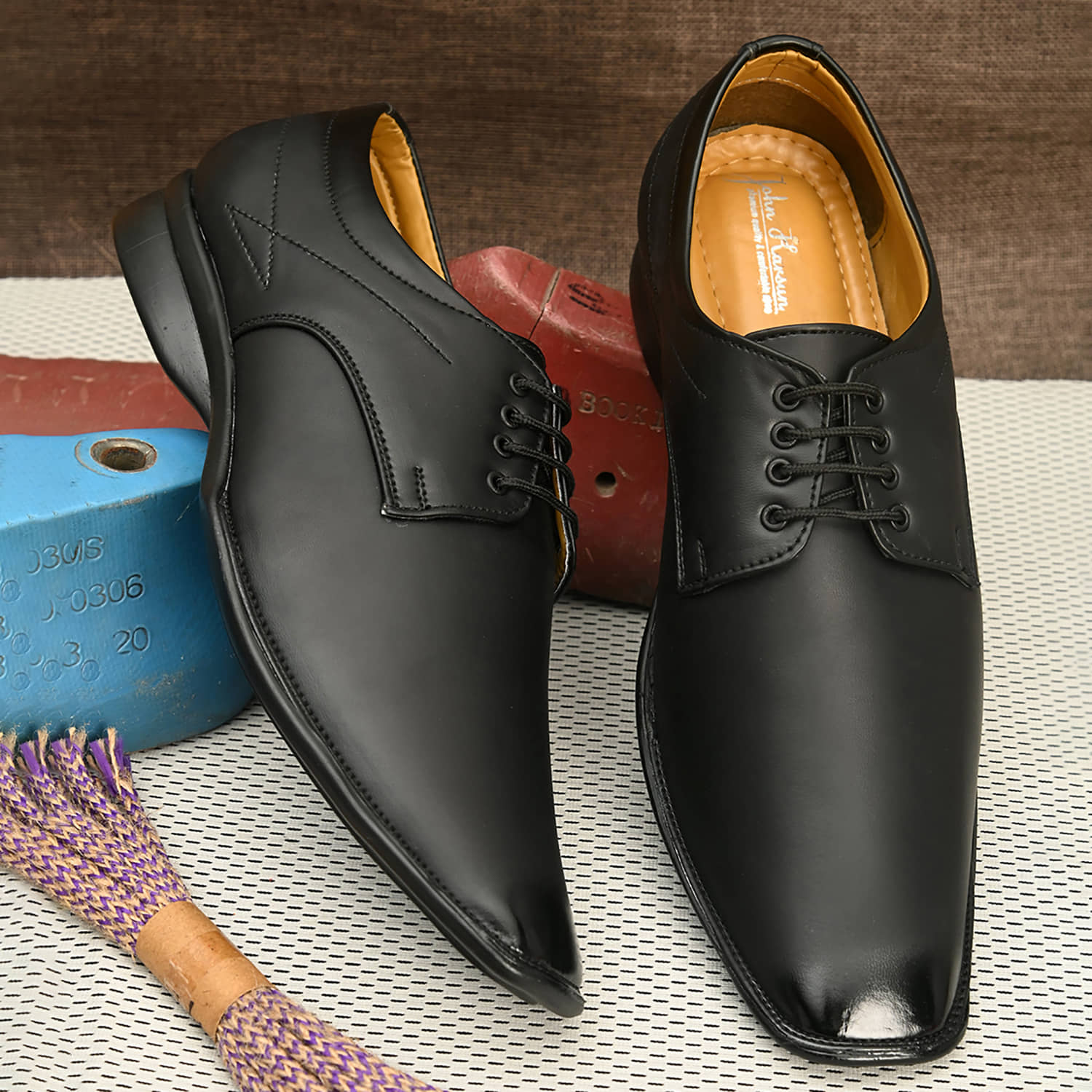 John Karsun Black Men's Derby Formal Shoes - Formal Shoes | Buy online on ZillyBuy