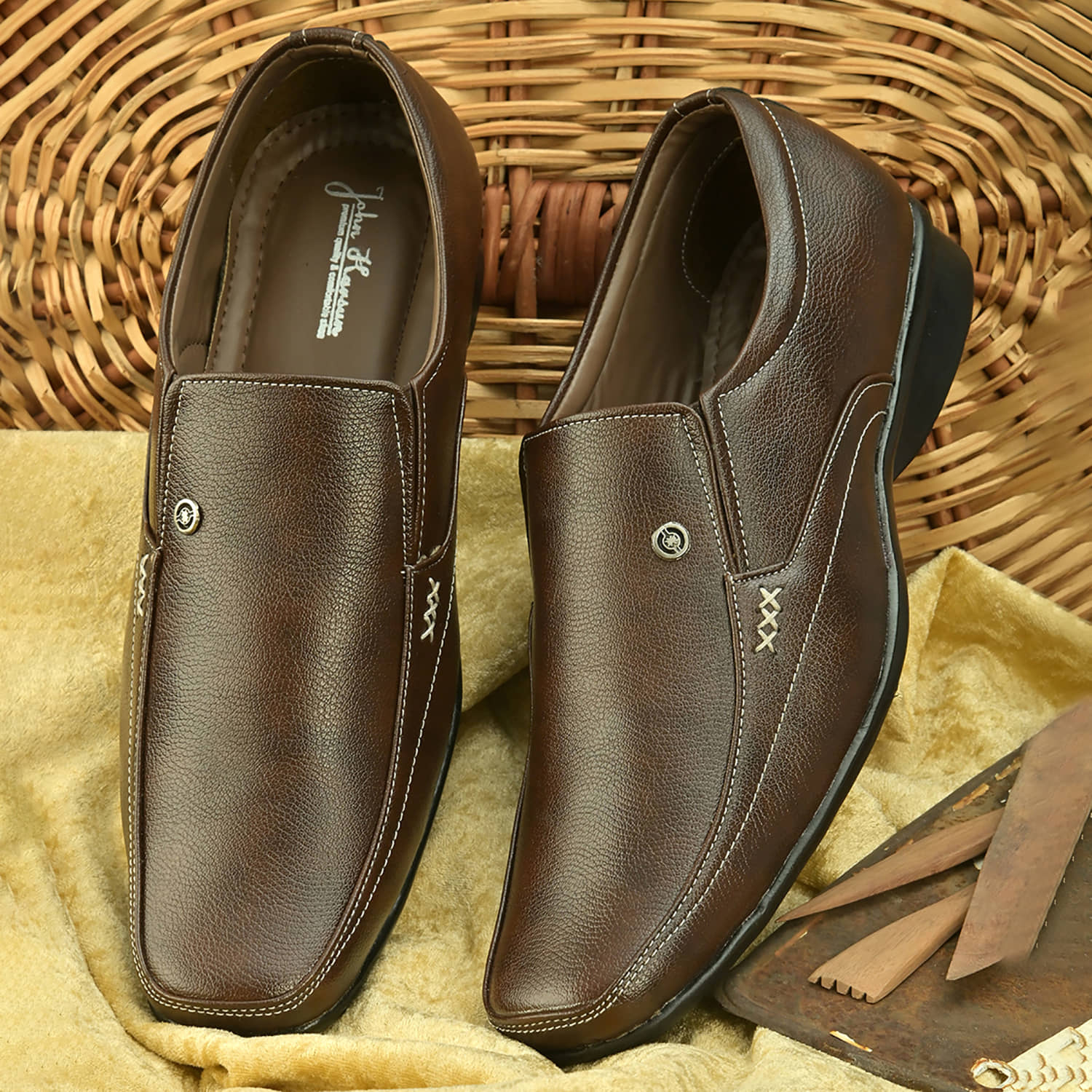 John Karsun Brown Men's Slip On Formal Shoes - Formal Shoes | Buy online on ZillyBuy