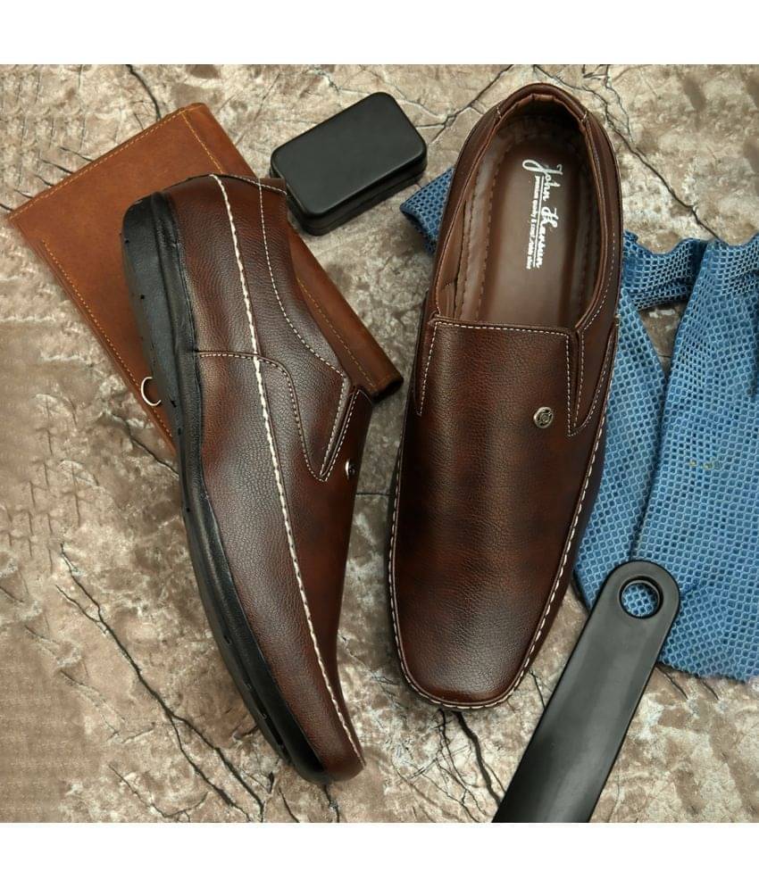 John Karsun Brown Men's Slip On Formal Shoes John Karsun Brown Men's Slip On Formal Shoes