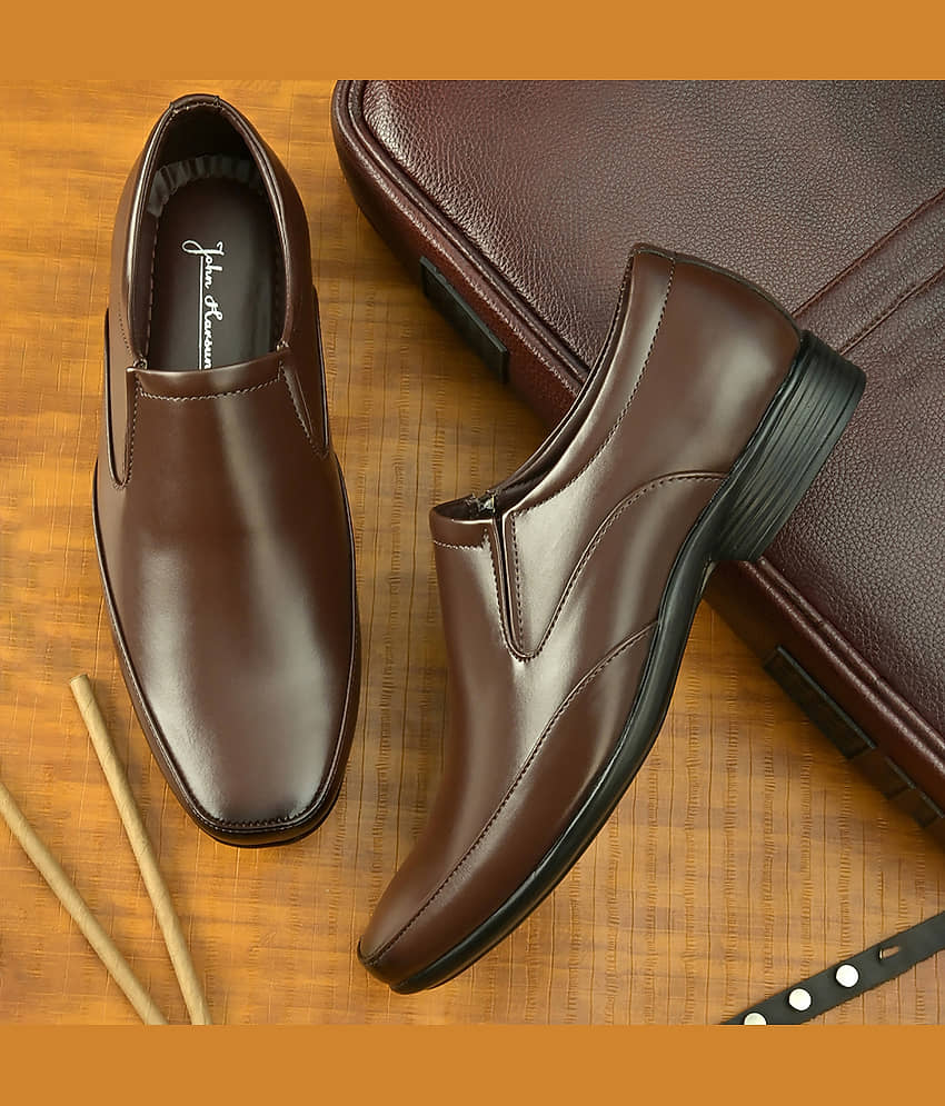 John Karsun Brown Men's Slip On Formal Shoes - Formal Shoes | Buy online on ZillyBuy