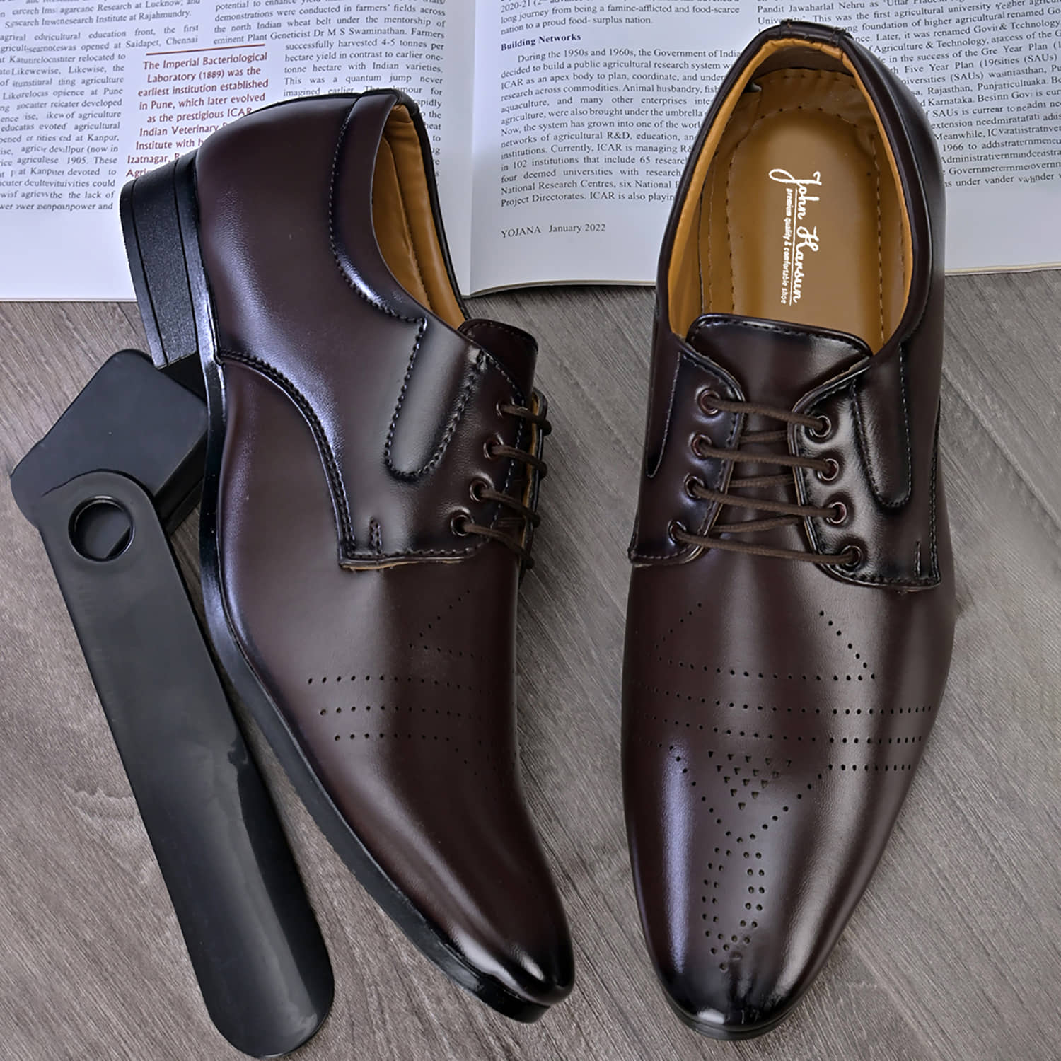 John Karsun Brown Men's Derby Formal Shoes - Formal Shoes | Buy online on ZillyBuy