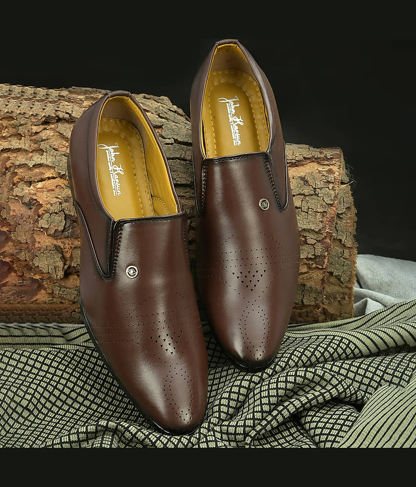 John Karsun Brown Men's Slip On Formal Shoes - Formal Shoes | Buy online on ZillyBuy