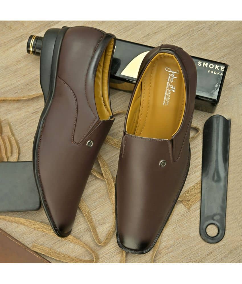 John Karsun Brown Men's Slip On Formal Shoes - Formal Shoes | Buy online on ZillyBuy