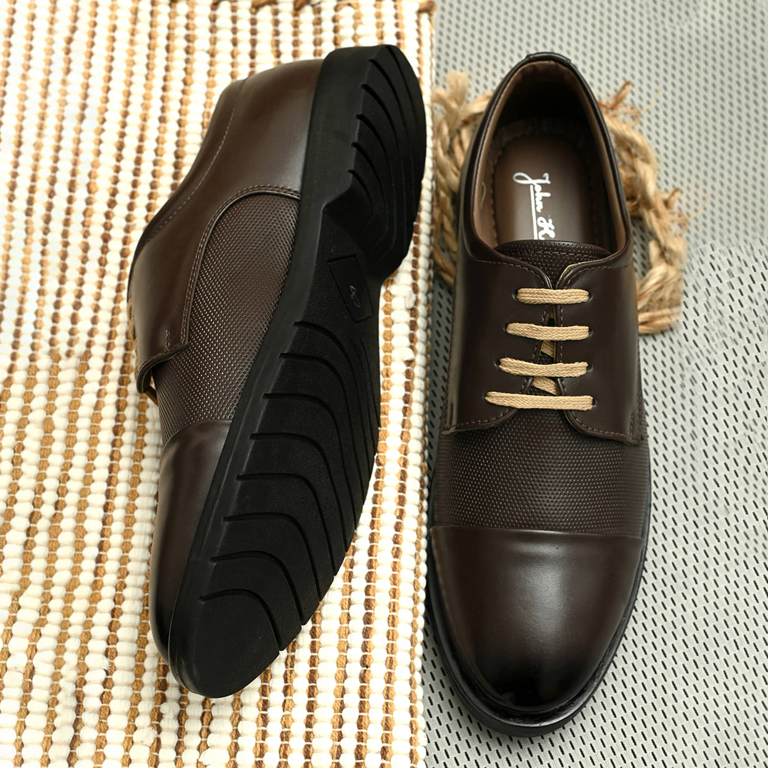 John Karsun Brown Men's Derby Formal Shoes - Formal Shoes | Buy online on ZillyBuy