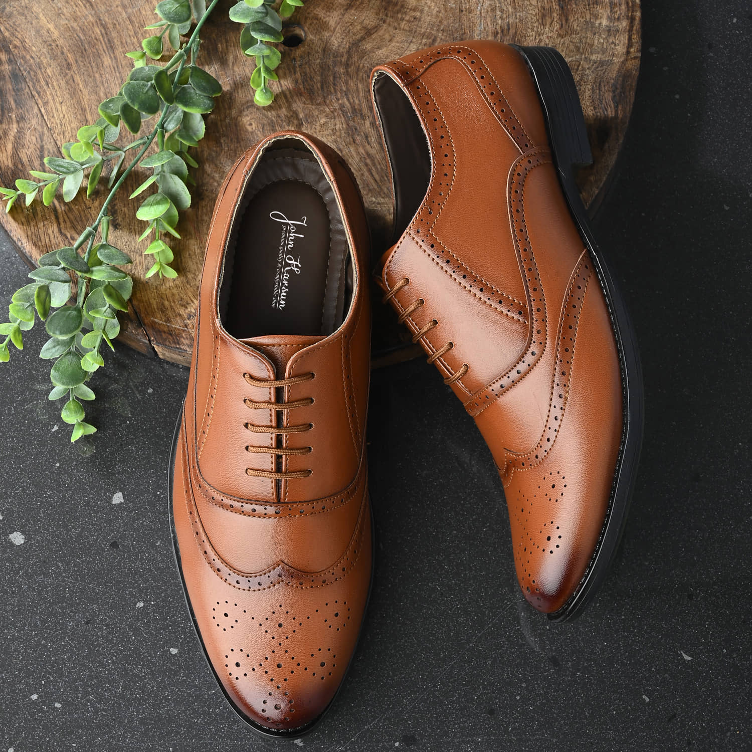 John Karsun Tan Men's Derby Formal Shoes - Formal Shoes | Buy online on ZillyBuy