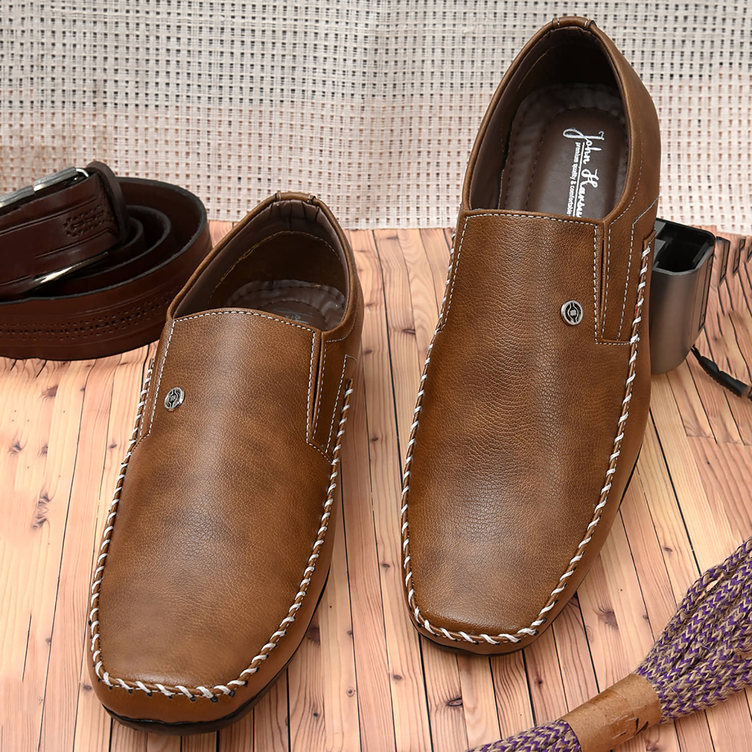 John Karsun Tan Men's Slip On Formal Shoes - Formal Shoes | Buy online on ZillyBuy