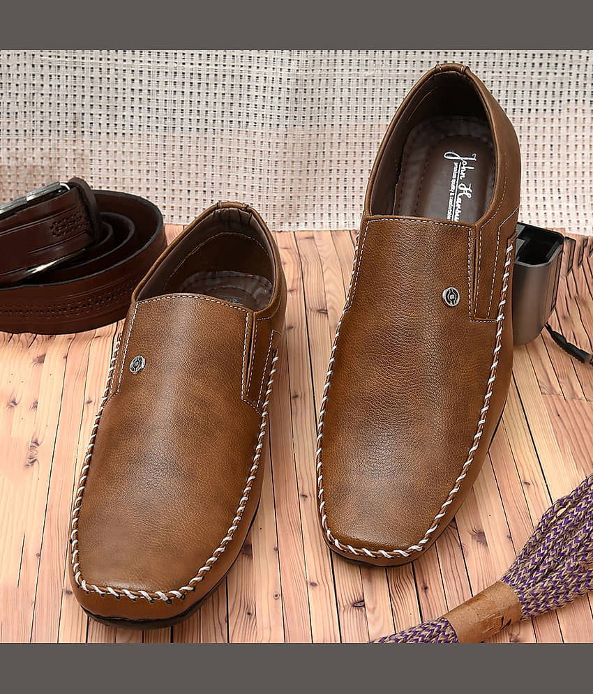 John Karsun Tan Men's Slip On Formal Shoes - Formal Shoes | Buy online on ZillyBuy