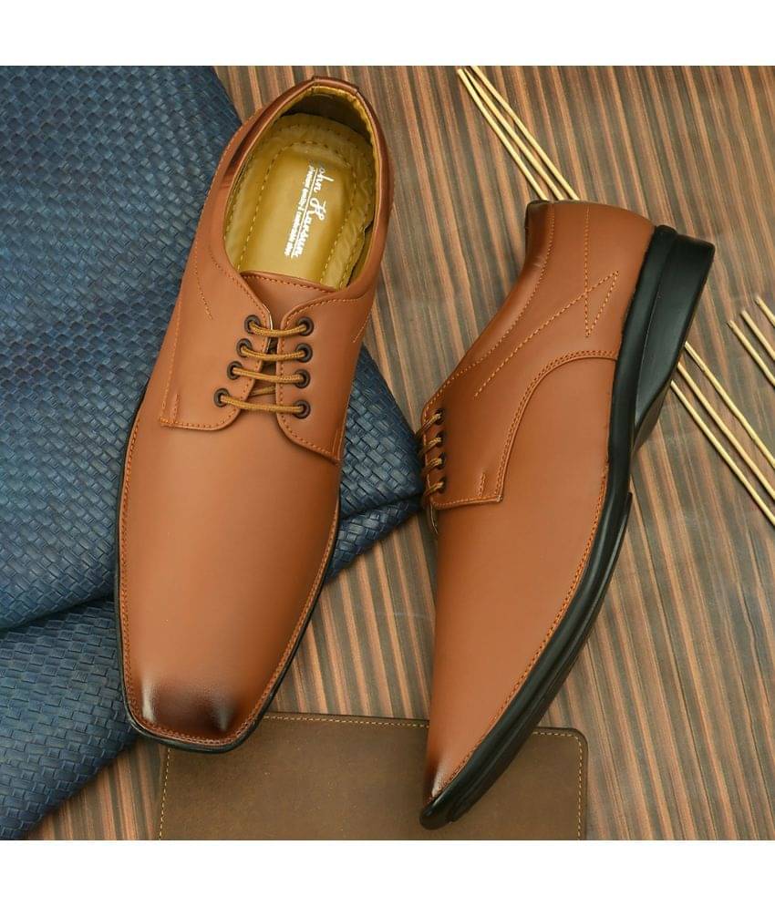     			John Karsun Tan Men's Derby Formal Shoes