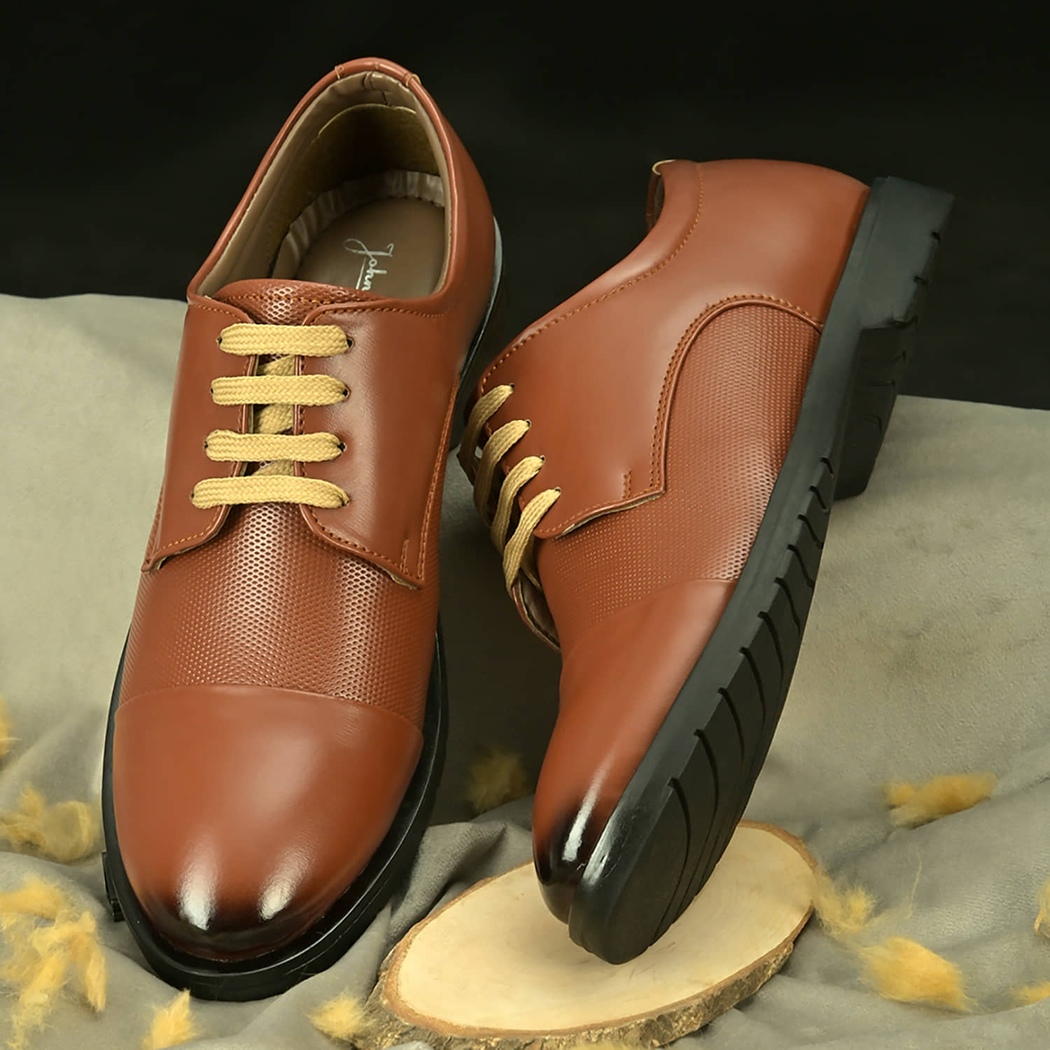 John Karsun Tan Men's Derby Formal Shoes - Formal Shoes | Buy online on ZillyBuy