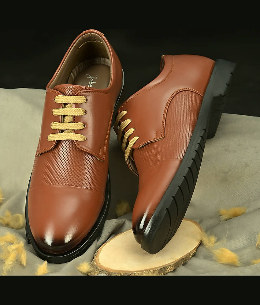 John Karsun Tan Men's Derby Formal Shoes - Formal Shoes | Buy online on ZillyBuy