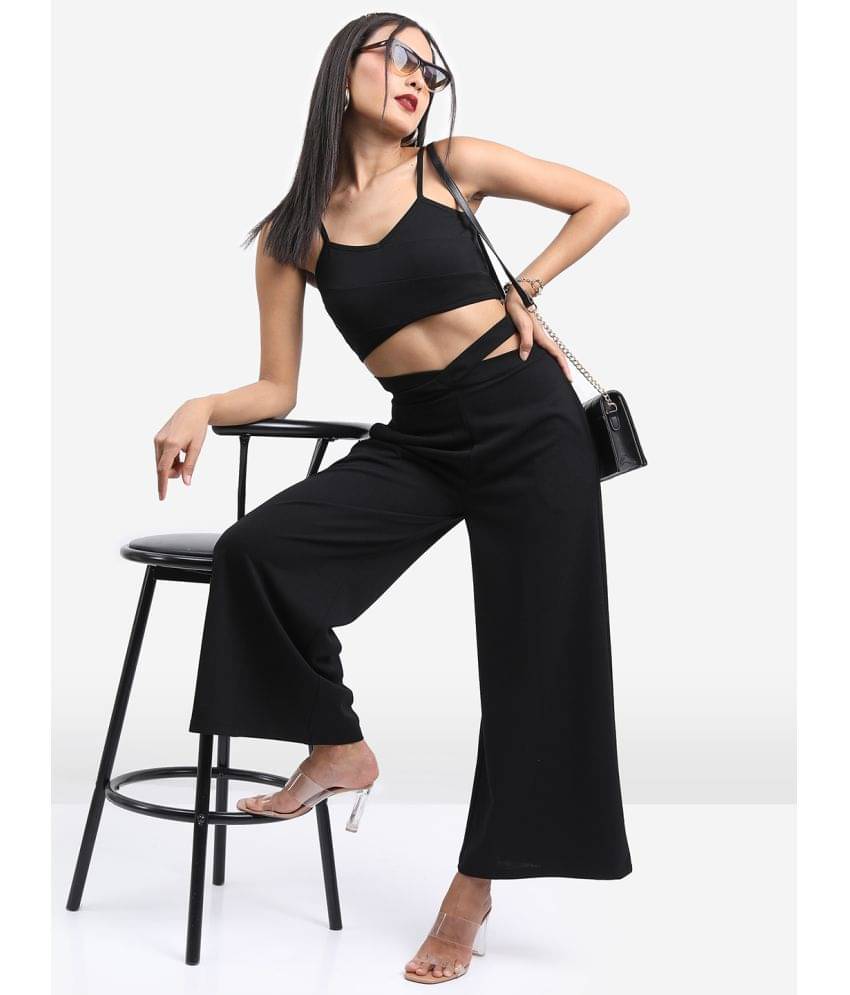     			Ketch Women Solid Top With Trousers Co-Ord Set ( Black )