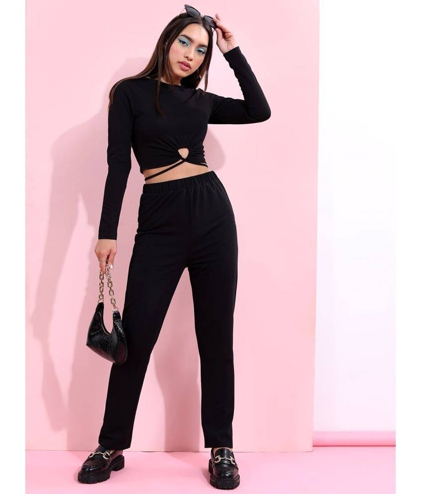     			Ketch Women Solid Top With Trousers Co-Ord Set ( Black )