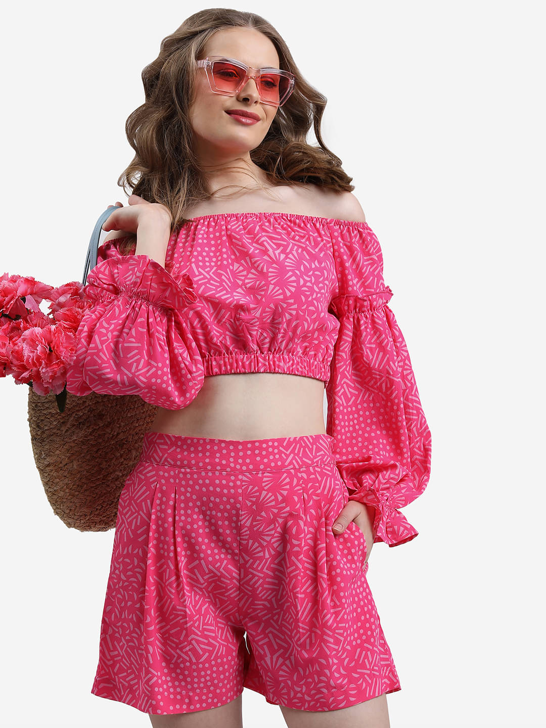     			Ketch Women Printed Top With Shorts Co-Ord Set ( Pink )