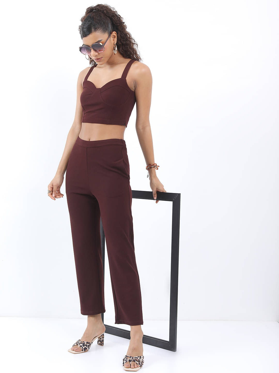     			Ketch Women Solid Top With Trousers Co-Ord Set ( Red )