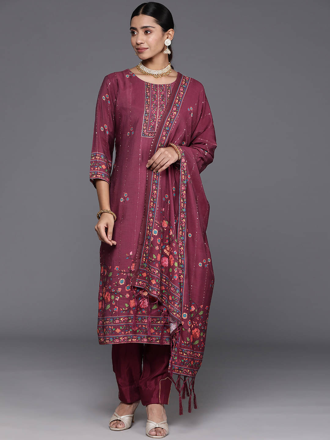 Varanga Cotton Blend Printed Kurti With Pants Women's Stitched Salwar Suit - Purple ( Pack of 1 ) Varanga Cotton Blend Printed Kurti With Pants Women's Stitched Salwar Suit - Purple ( Pack of 1 )