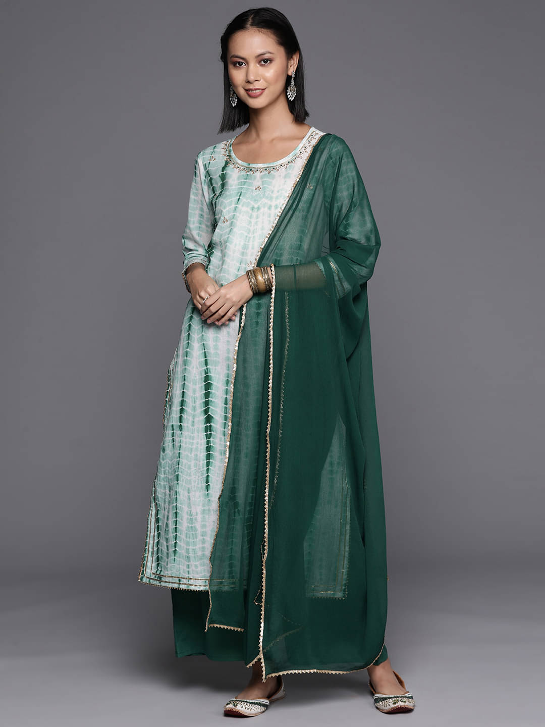     			Varanga Cotton Printed Kurti With Pants Women's Stitched Salwar Suit - Green ( Pack of 1 )