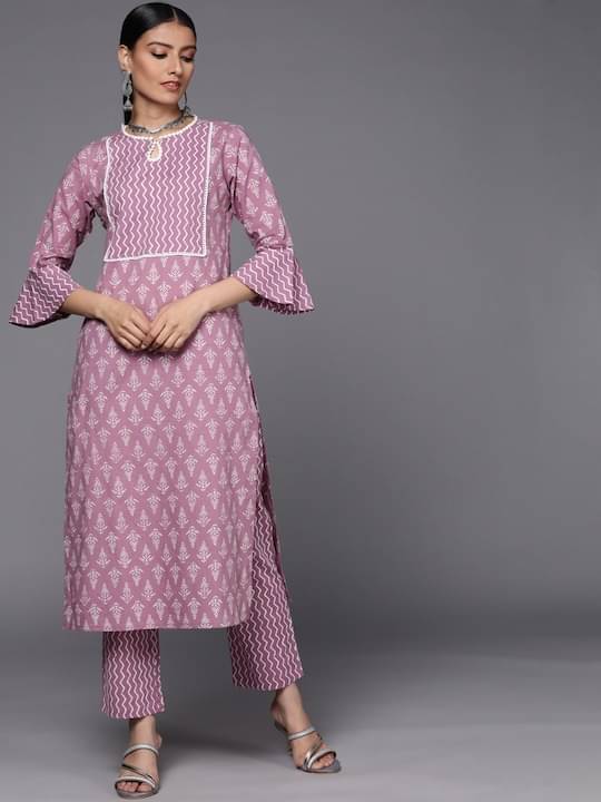 Varanga Cotton Printed Kurti With Pants Women's Stitched Salwar Suit - Purple ( Pack of 1 ) Varanga Cotton Printed Kurti With Pants Women's Stitched Salwar Suit - Purple ( Pack of 1 )