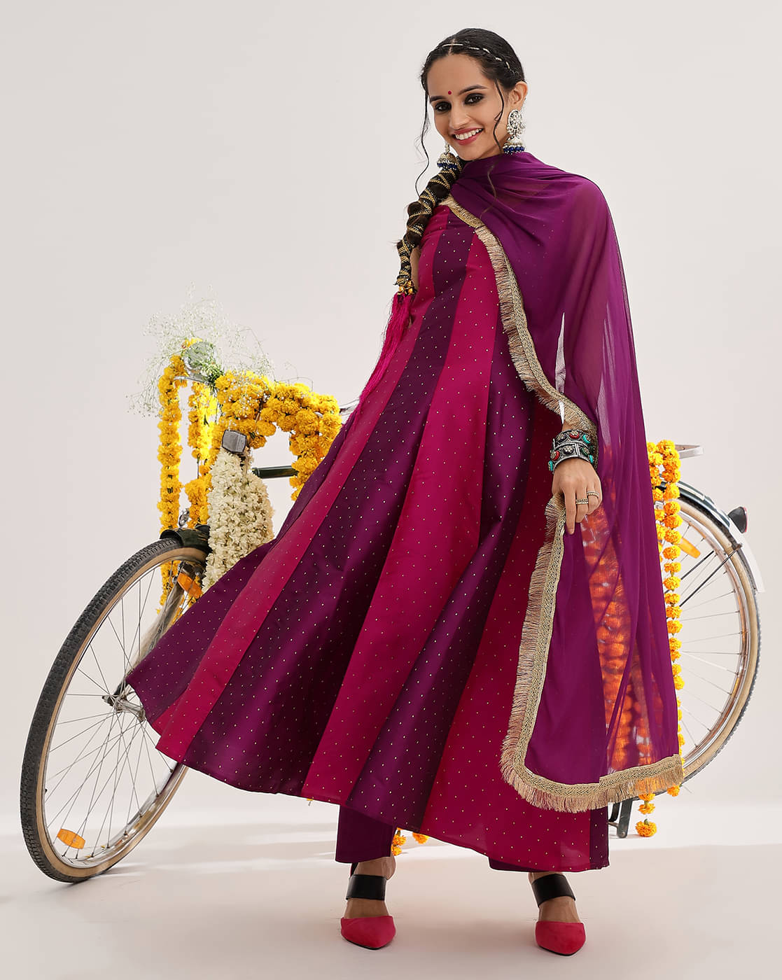 Varanga Silk Blend Self Design Kurti With Pants Women's Stitched Salwar Suit - Pink ( Pack of 1 )     			Varanga Silk Blend Self Design Kurti With Pants Women's Stitched Salwar Suit - Pink ( Pack of 1 )