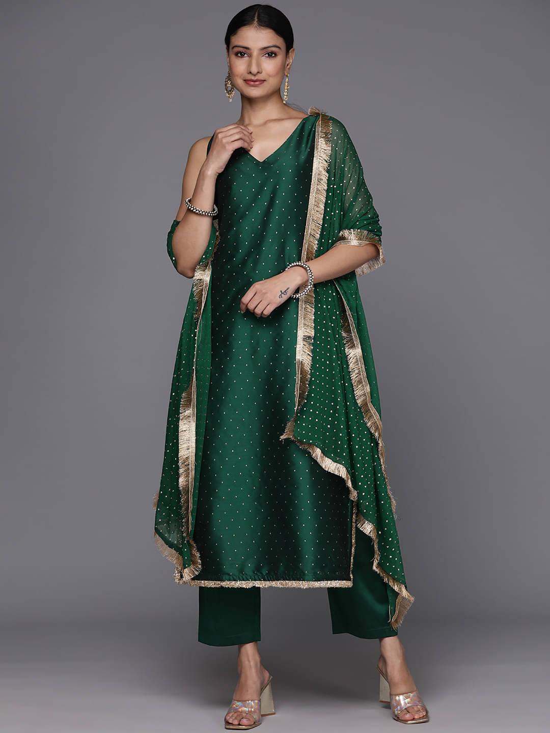 Varanga Silk Blend Self Design Kurti With Pants Women's Stitched Salwar Suit - Green ( Pack of 1 ) Varanga Silk Blend Self Design Kurti With Pants Women's Stitched Salwar Suit - Green ( Pack of 1 )