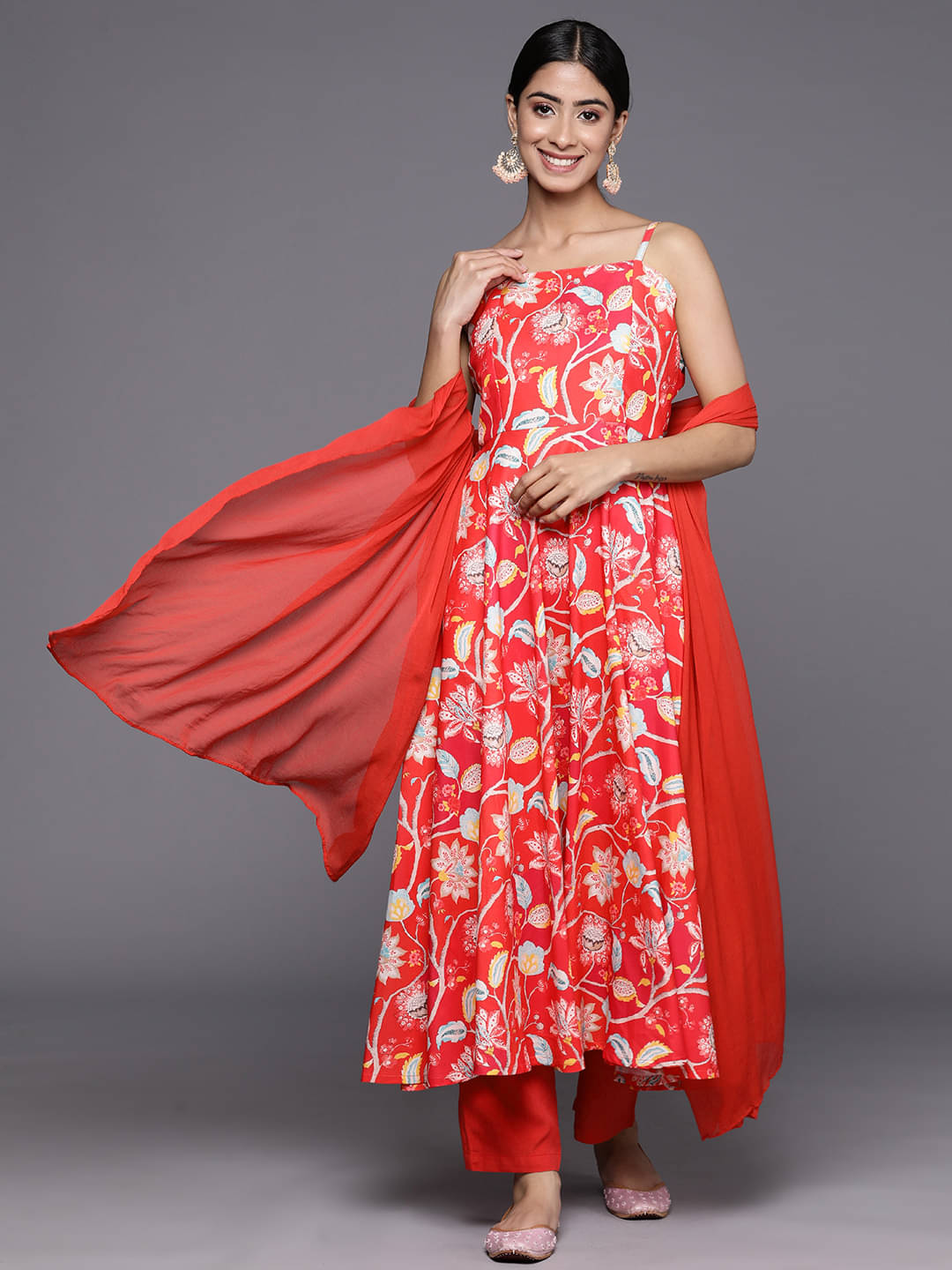Varanga Viscose Printed Kurti With Pants Women's Stitched Salwar Suit - Red ( Pack of 1 ) Varanga Viscose Printed Kurti With Pants Women's Stitched Salwar Suit - Red ( Pack of 1 )