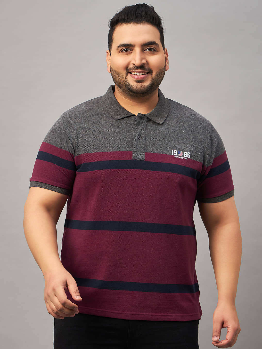 AUSTIVO Pack of 1 Cotton Blend Regular Fit Striped Half Sleeves Men's Polo T Shirt ( Multicolor )