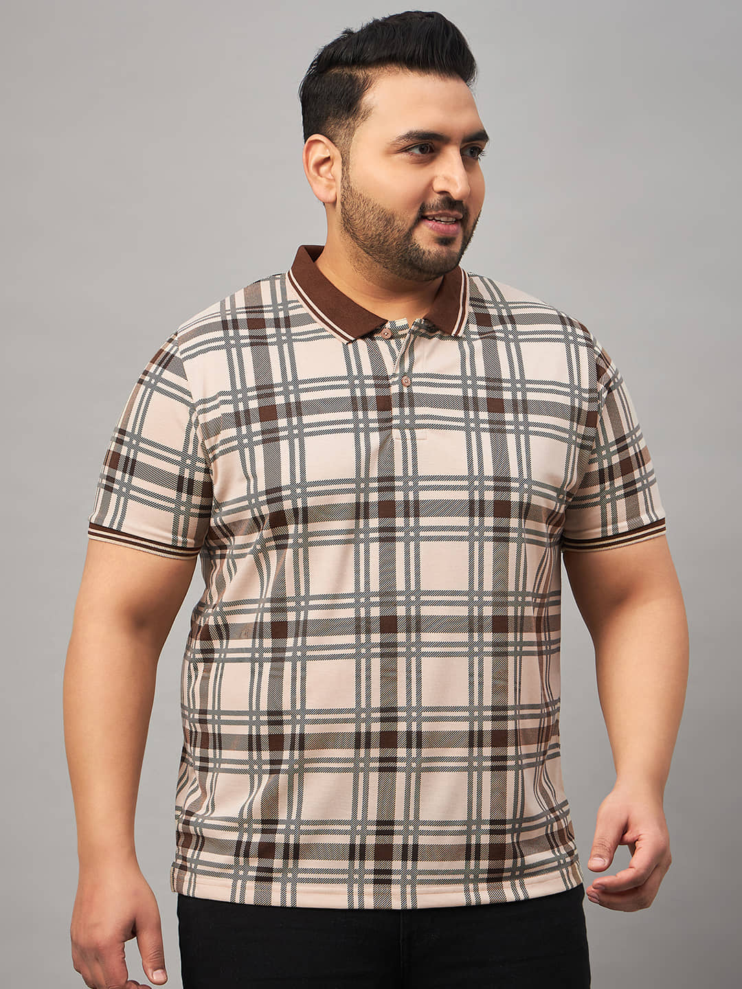 AUSTIVO Cotton Blend Regular Fit Checks Half Sleeves Men's Polo T Shirt - Multicolor ( Pack of 1 )