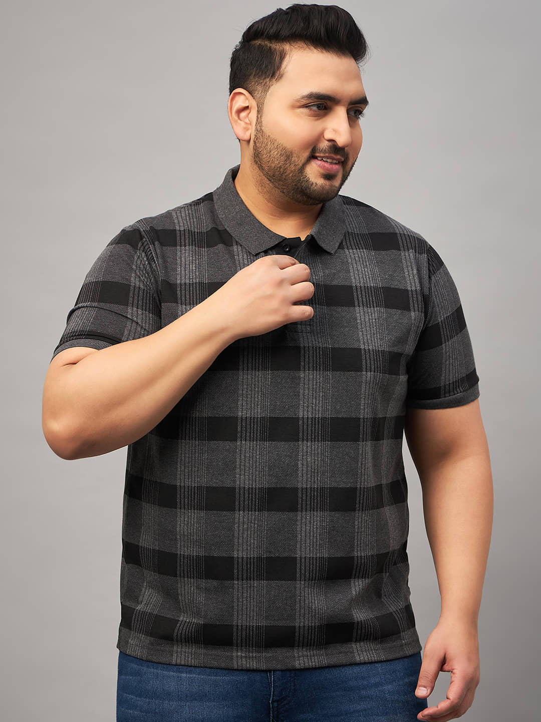 AUSTIVO Pack of 1 Cotton Blend Regular Fit Checks Half Sleeves Men's Polo T Shirt ( Multicolor )