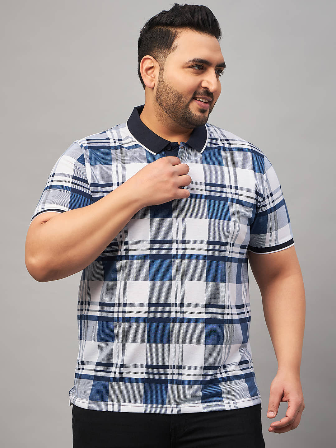 AUSTIVO Pack of 1 Cotton Blend Regular Fit Checks Half Sleeves Men's Polo T Shirt ( Multicolor )