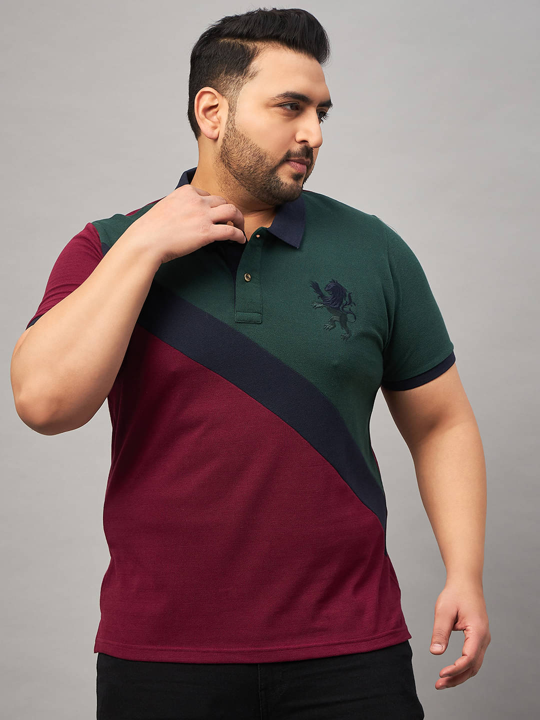     			AUSTIVO Cotton Blend Regular Fit Colorblock Half Sleeves Men's Polo T Shirt - Multicolor ( Pack of 1 )