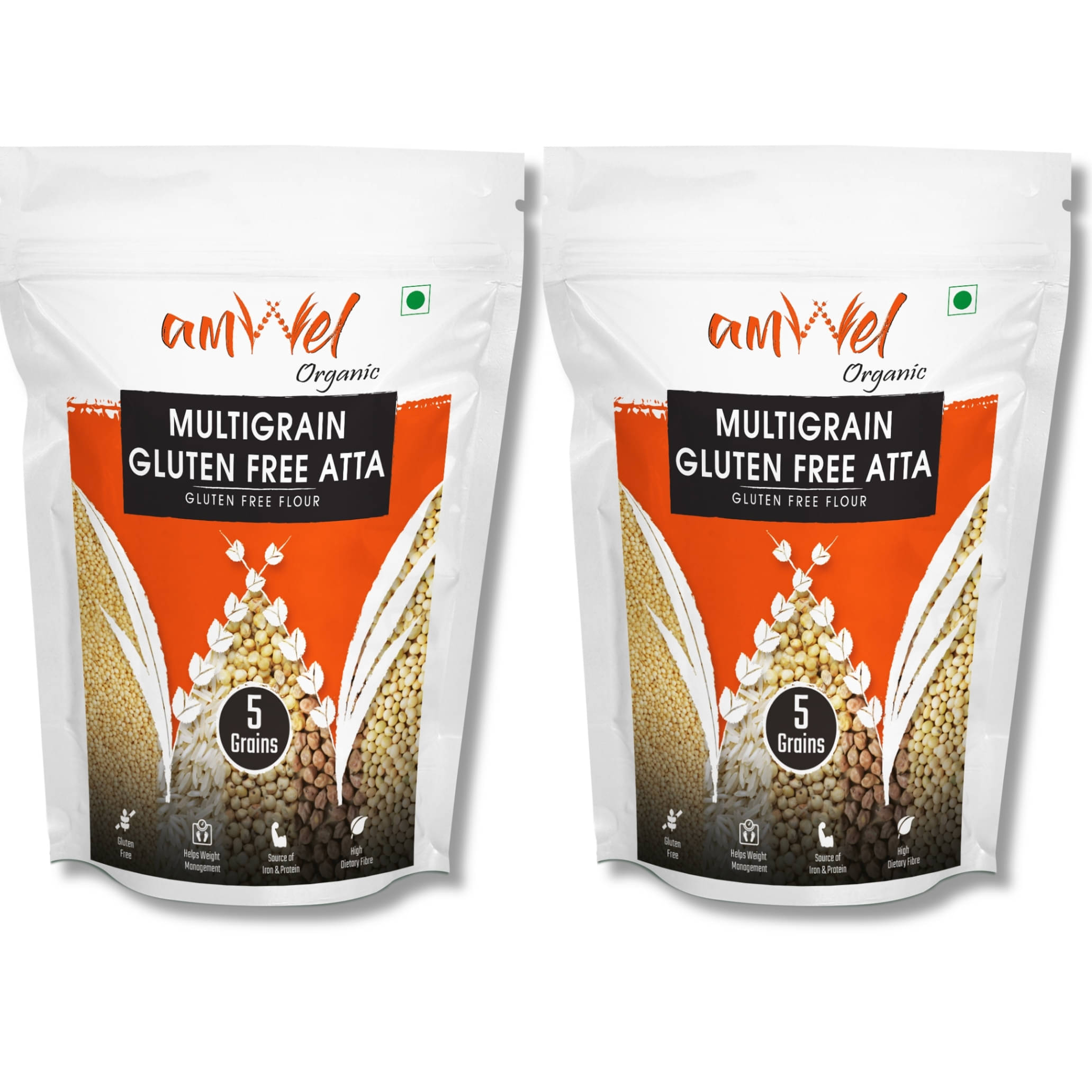 Amwel Multigrain Gluten Free Atta | 5 Super Grains & Millets 1.8 kg Pack of 2     			Amwel Multigrain Gluten Free Atta | 5 Super Grains & Millets 1.8 kg Pack of 2