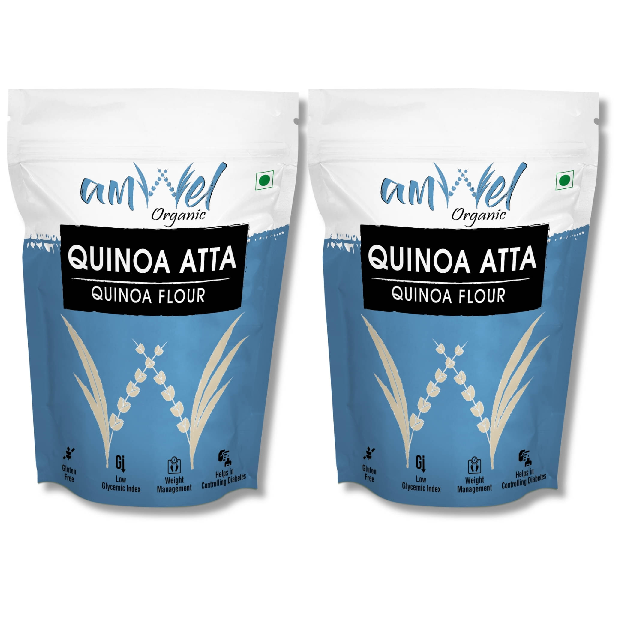 Amwel Quinoa Atta | Quinoa Flour | Gluten Free Protein Rich Low GI 900 gm Pack of 2 Amwel Quinoa Atta | Quinoa Flour | Gluten Free Protein Rich Low GI 900 gm Pack of 2
