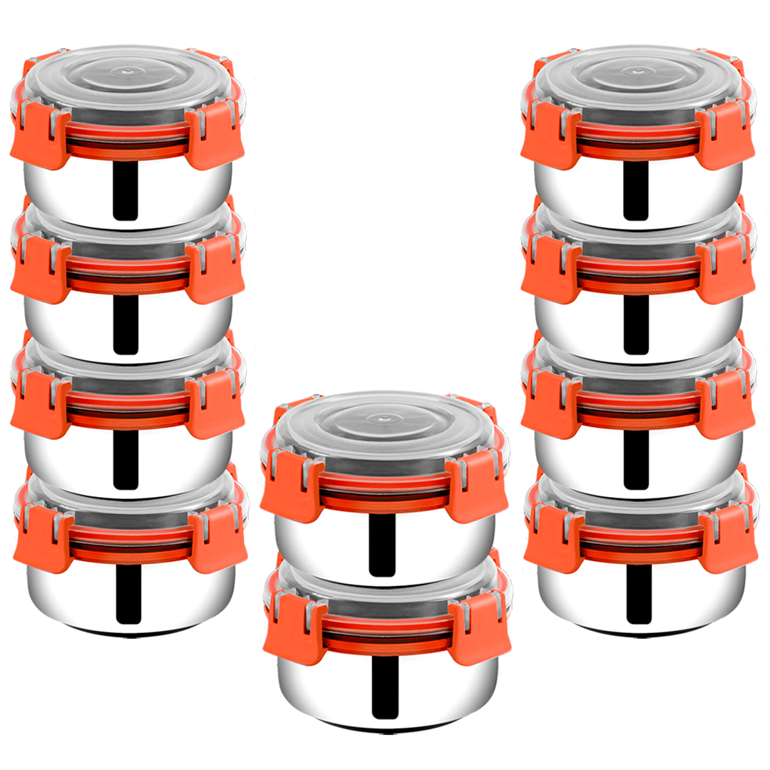     			BOWLMAN Smart Clip Lock Steel Orange Food Container ( Set of 10 )