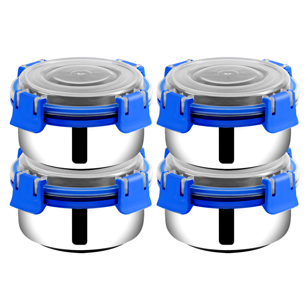     			BOWLMAN Smart Clip Lock Steel Dark Blue Food Container ( Set of 4 )