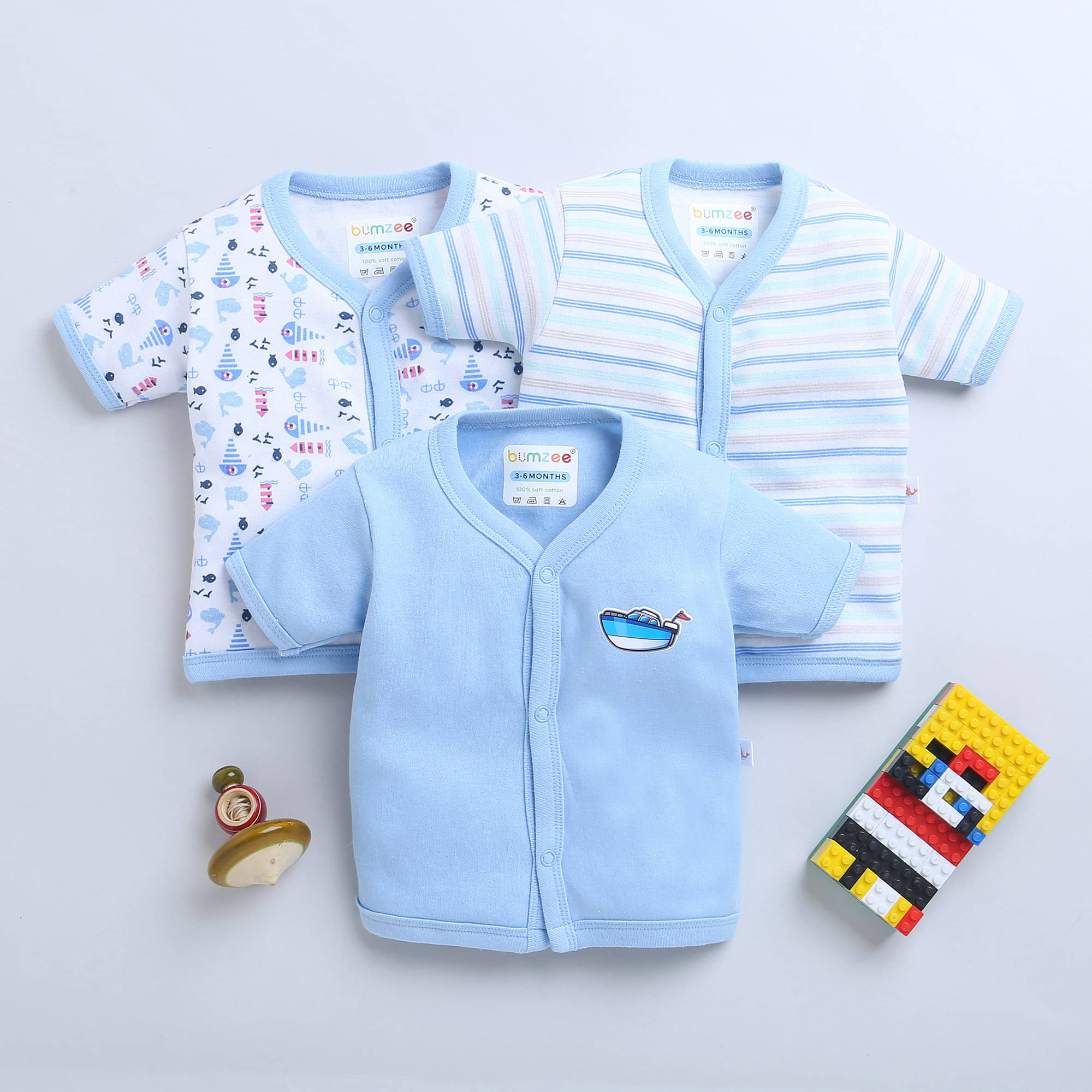     			BUMZEE Pack of 3 Baby Boys Cotton T-Shirt ( White )