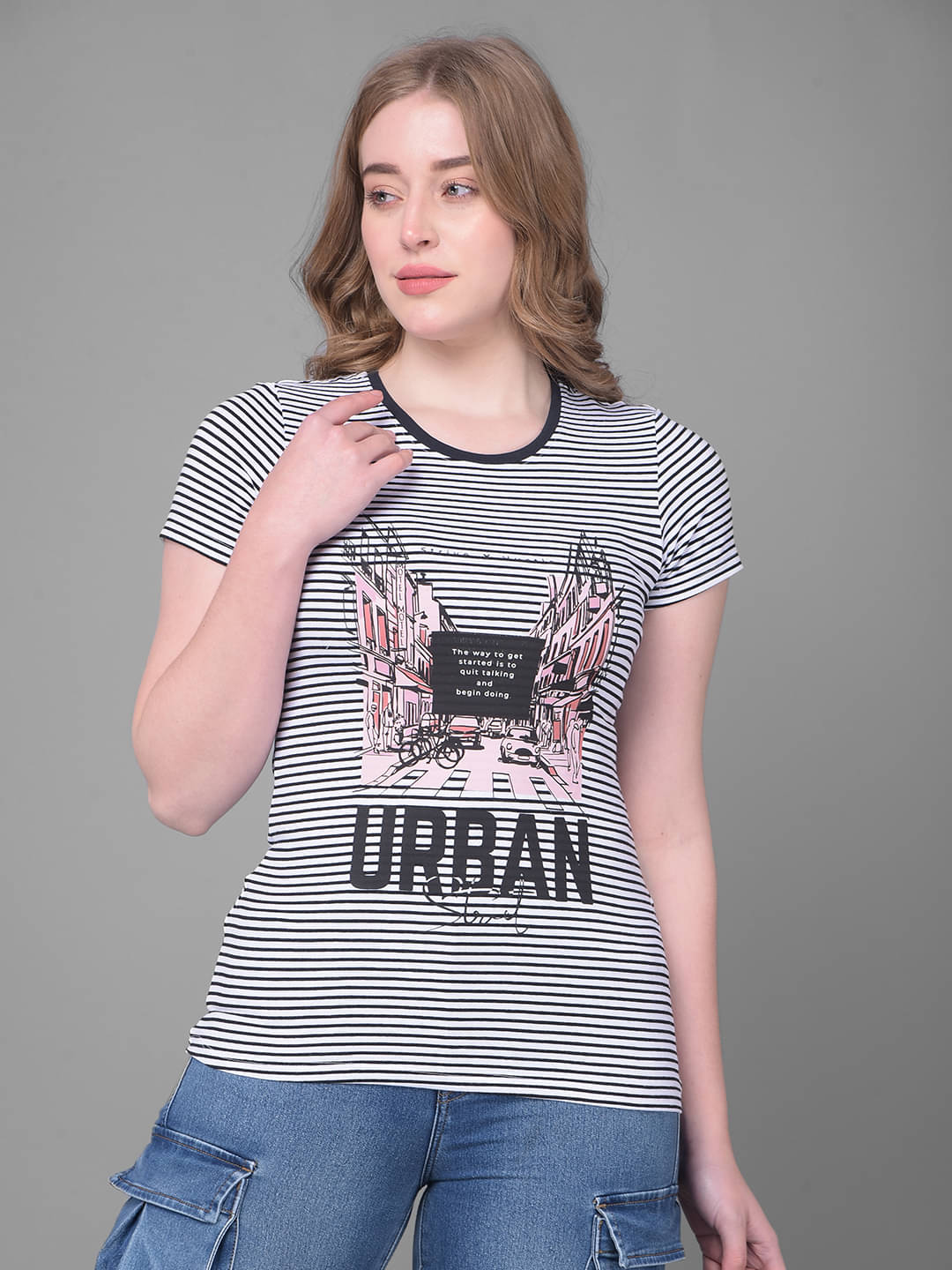 Dollar Women Cotton Striped Regular Fit Round Neck T-Shirt ( Black ) Dollar Women Cotton Striped Regular Fit Round Neck T-Shirt ( Black )