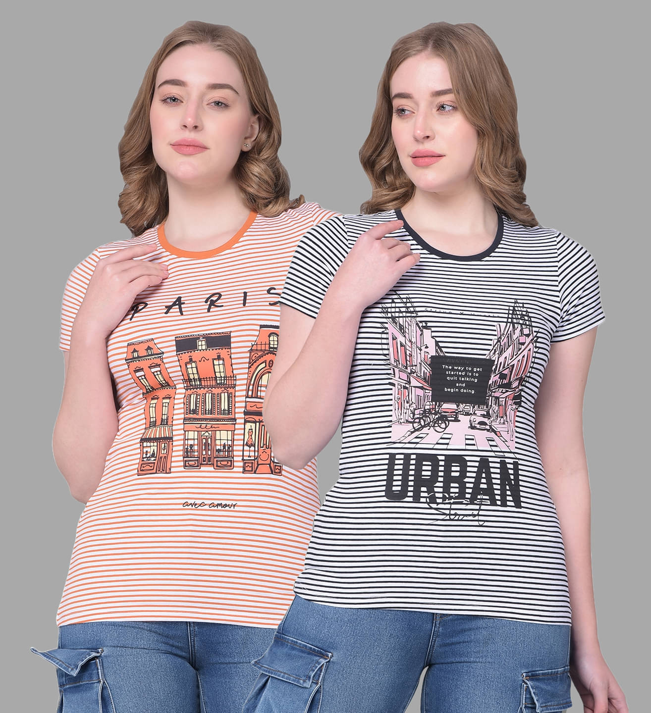 Dollar Women Cotton Striped Regular Fit Round Neck T-Shirt ( Multi Color ) Dollar Women Cotton Striped Regular Fit Round Neck T-Shirt ( Multi Color )