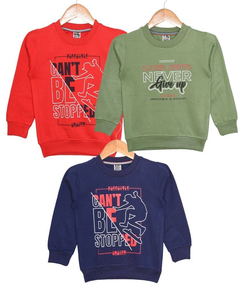     			Golu Molu Pack of 3 Boys Cotton Blend Sweatshirt ( Light Green )