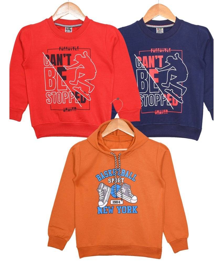     			Golu Molu Pack of 3 Boys Cotton Blend Sweatshirt ( Orange )