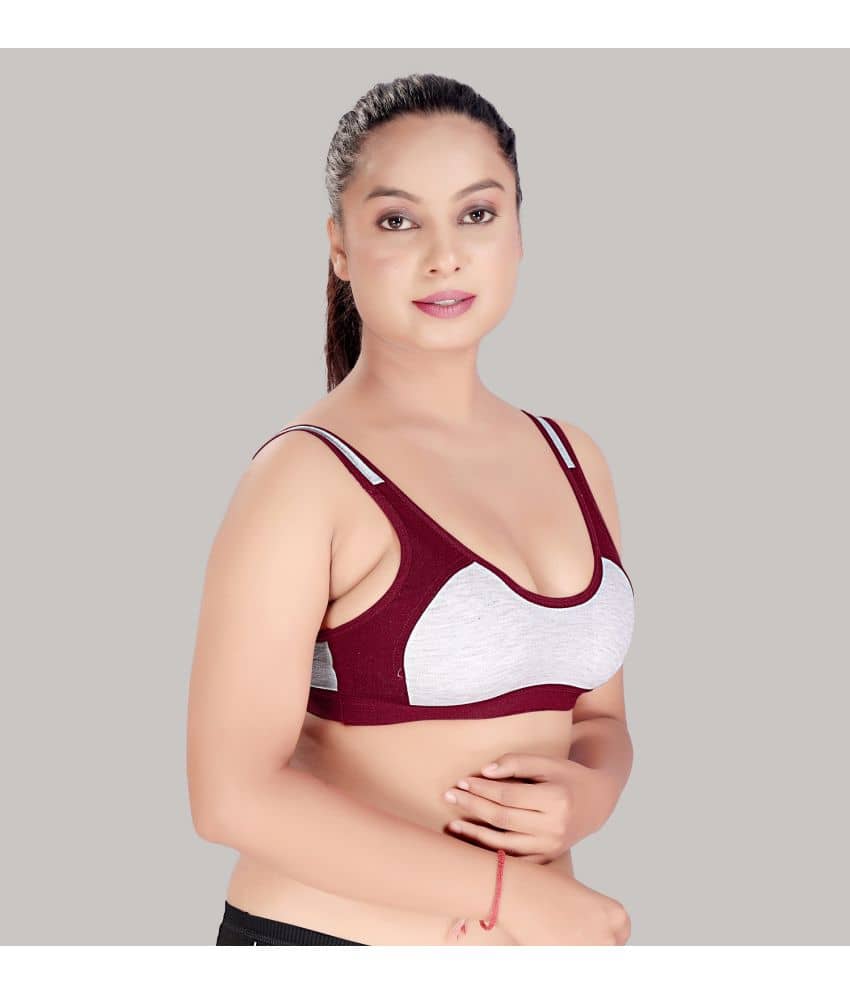HAYA Cotton Non Padded Women's Everyday Bra ( Maroon )