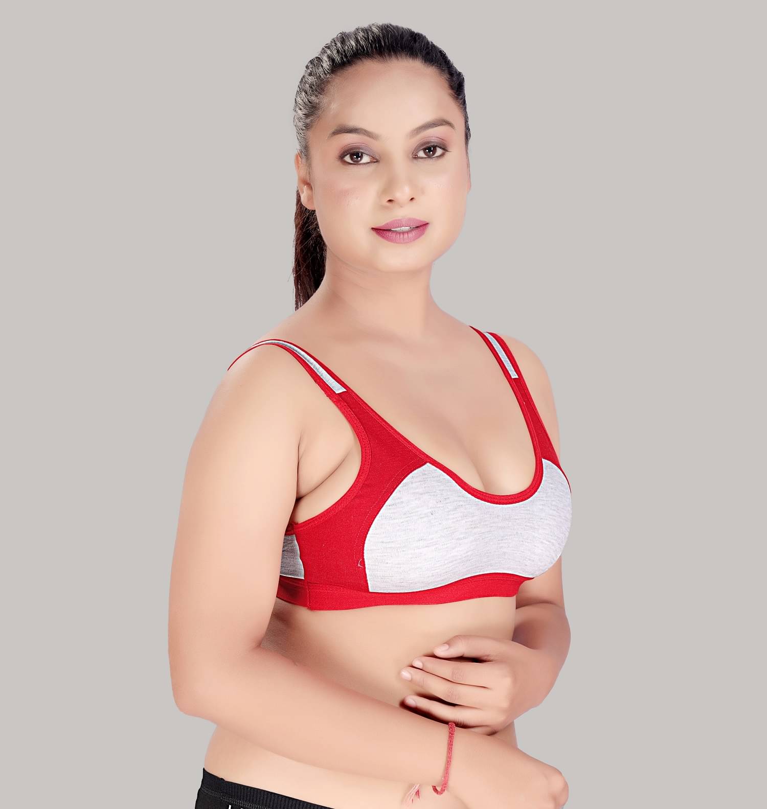     			HAYA Cotton Non Padded Women's Everyday Bra ( Red )