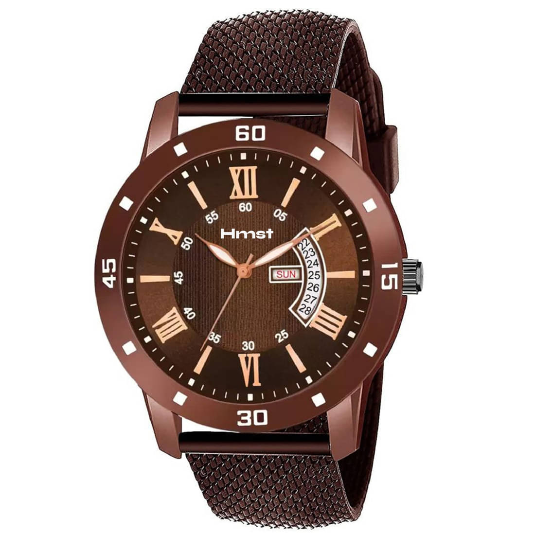     			HMST Brown Silicon Analog Men's Watch