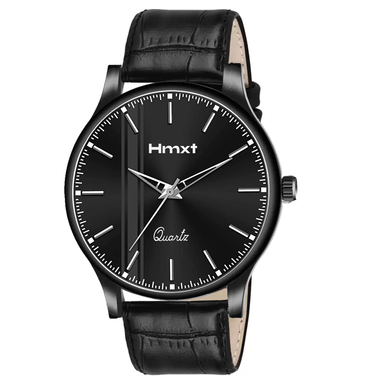 HMXT Black Leather Analog Men's Watch