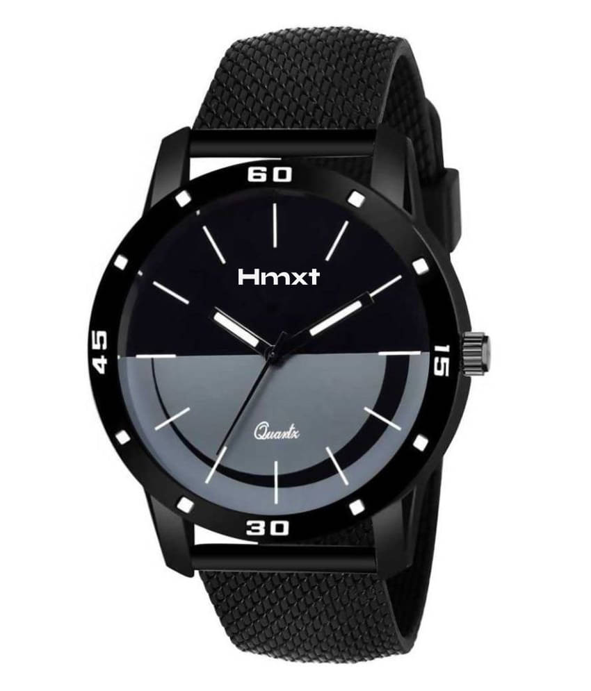     			HMXT Black Silicon Analog Men's Watch